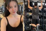 Midu khoe nhan sắc ít son phấn khi tập luyện cùng chồng
