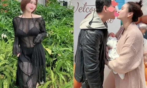 Hương Giang khoe mặt mộc gây sốt sau khi sinh quý tử, U40 mặc xuyên thấu đẹp hút hồn bên chồng doanh nhân