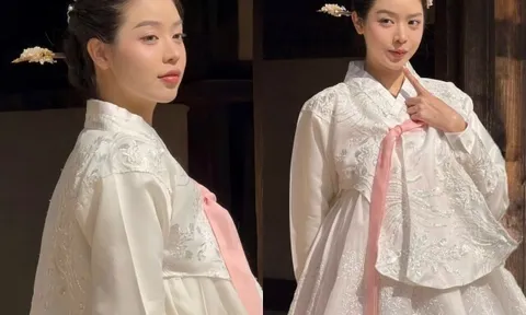 Hoa hậu Thanh Thủy được khen "như xé truyện bước ra" trong trang phục hanbok