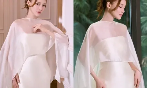 Nhã Phương khoe dáng "mẹ bỉm sữa" với đầm cúp ngực