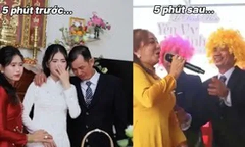 Clip bố cô dâu vừa mới khóc sụt sùi đã 'quẩy cực sung' gây bão mạng xã hội