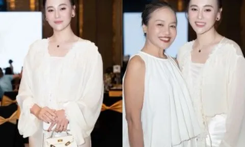 Phương Oanh chọn phong cách tối giản dự đám cưới Việt Hoa