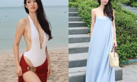 Á hậu Việt diện áo tắm cắt xẻ táo bạo hút nghìn like, chăm mặc gợi cảm khi sánh đôi với bạn trai doanh nhân
