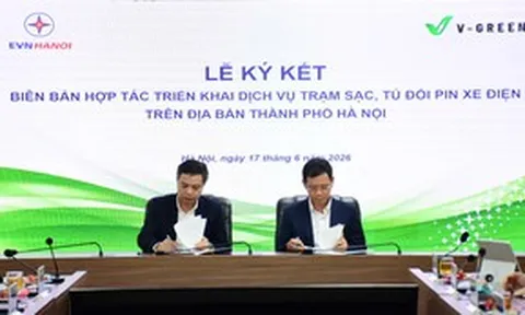 V-Green hợp tác EVNHANOI triển khai 10.000 tủ đổi pin xe máy điện