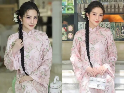 Vợ thiếu gia Phan Thành phối túi trăm triệu đồng với áo dài