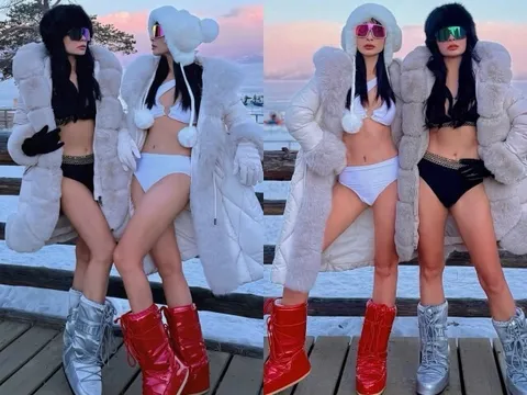 Chị em sinh đôi "trẻ mãi không già" diện bikini nhỏ xíu giữa trời tuyết, U50 khoe chân dài cực phẩm gây sốt cõi mạng