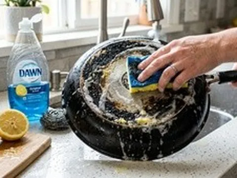 Mẹo làm sạch đáy nồi cháy đen mà không cần chà mạnh