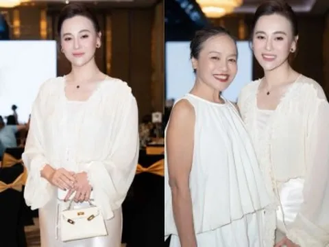 Phương Oanh chọn phong cách tối giản dự đám cưới Việt Hoa