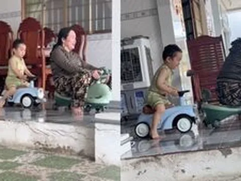 Clip bà ngoại đua xe 3 bánh cùng 'khối nghỉ hè' khiến dân mạng bật cười