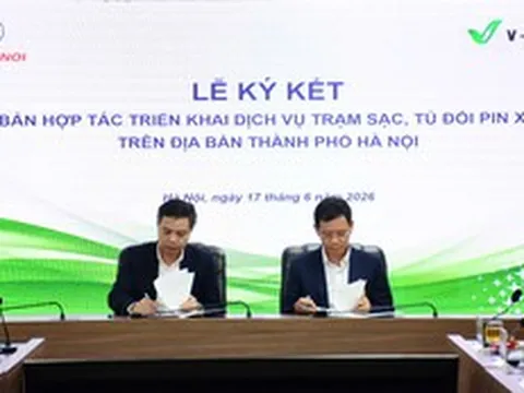 V-Green hợp tác EVNHANOI triển khai 10.000 tủ đổi pin xe máy điện