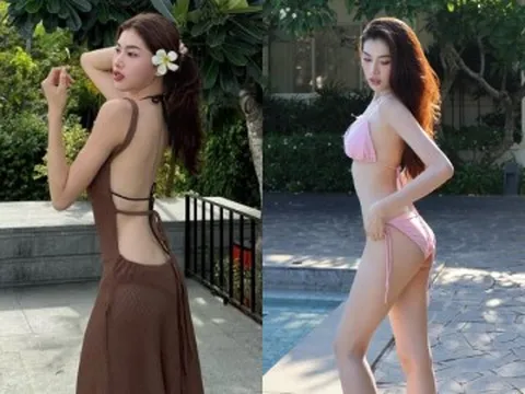 Á hậu Việt Nam diện bikini khoe chân dài cực phẩm 1m1, mê mặc cắt khoét khoe dáng đẹp mê ly